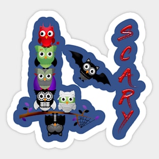 Halloween Scary Owls Sticker